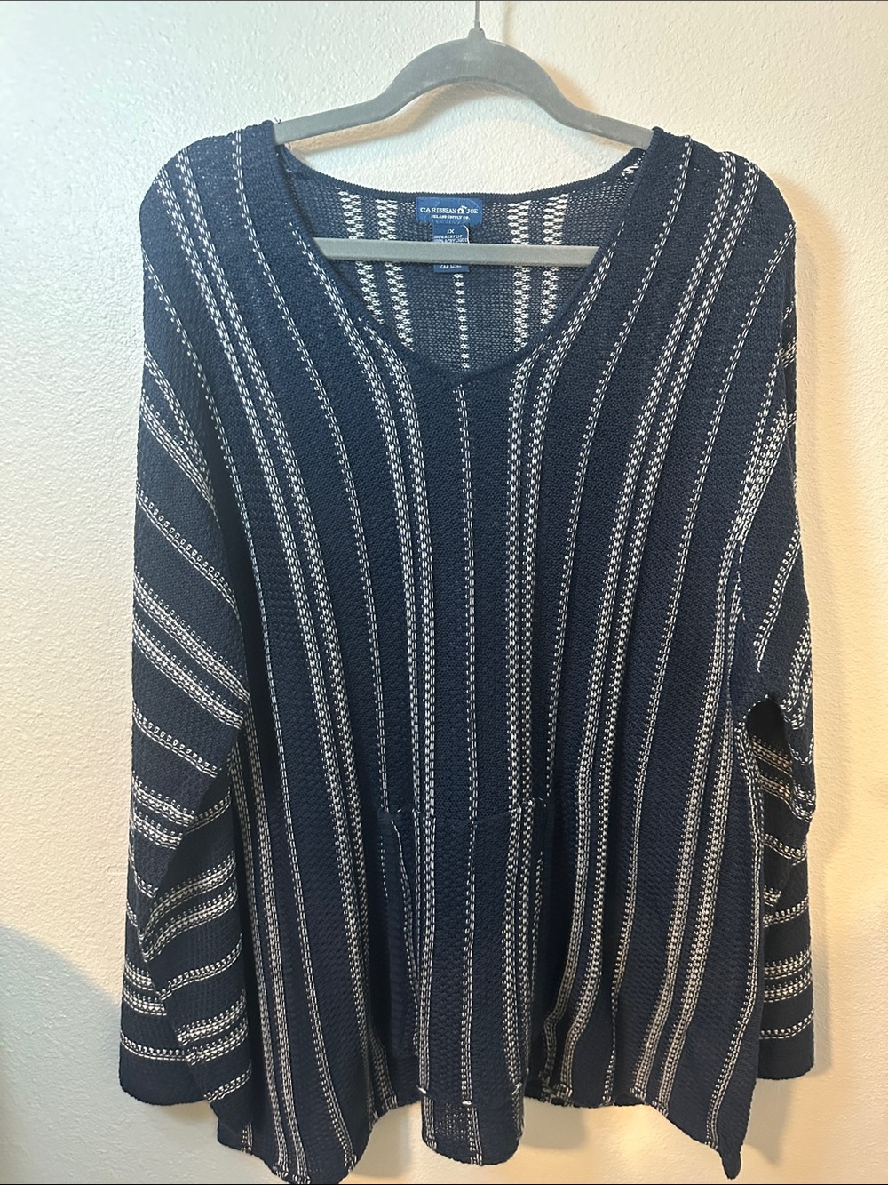 Charter Club Navy & White Striped Scoop Neck Sweater